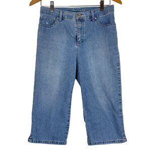 Gloria Vanderbilt Amanda Skimmer Denim Capri Jeans 8 Petite Embroidered Pockets